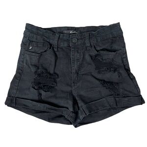 KanCan Black Distressed Roll Cuff Shorts - Size 27